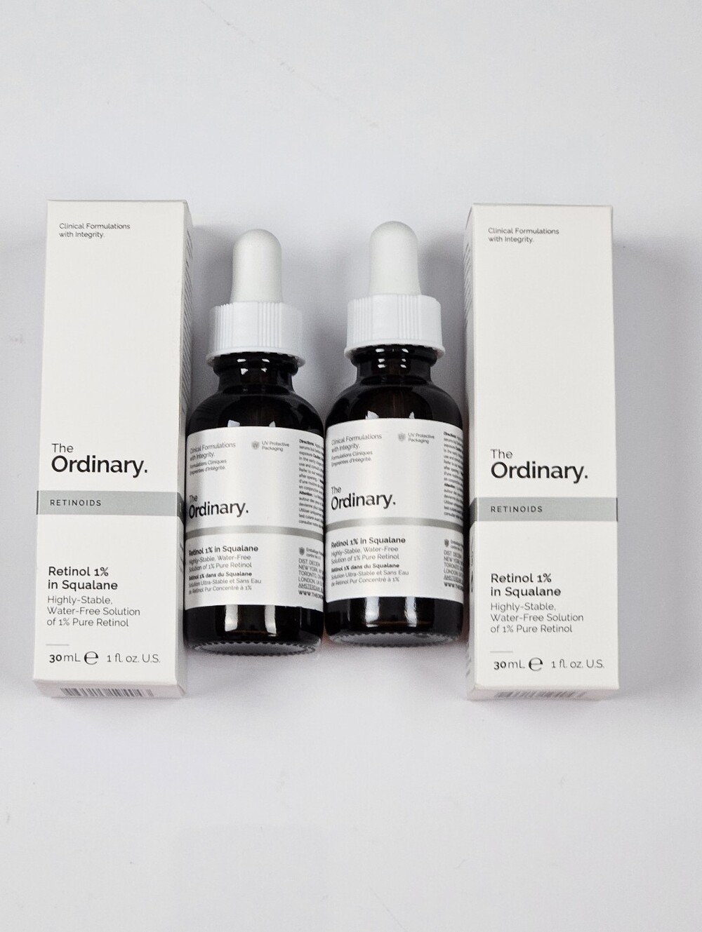 The Ordinary Retinol 1% in Squalane 30mL Lot of 2 Unused w/ Boxes